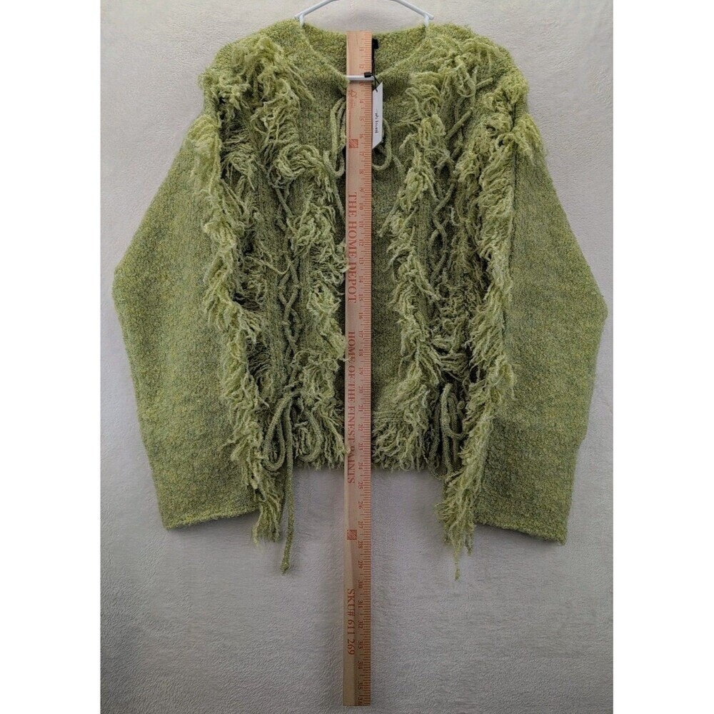 NASTY GAL Knitted Fringe Long Sleeve Pullover Lace Up Front Sweater NWT Small - Picture 3 of 13